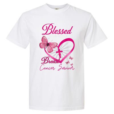 Blessed To Be Called Breast Cancer Survivor Pink Butterfly Garment-Dyed Heavyweight T-Shirt