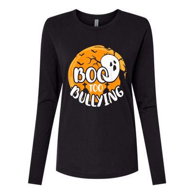 Boo To Bullying Prevention Unity Day Halloween Ghost Womens Cotton Relaxed Long Sleeve T-Shirt