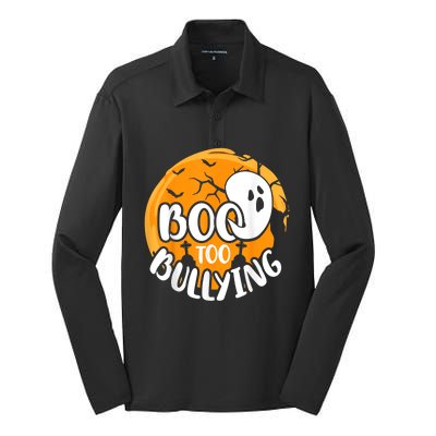 Boo To Bullying Prevention Unity Day Halloween Ghost Silk Touch Performance Long Sleeve Polo