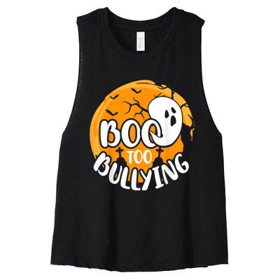 Boo To Bullying Prevention Unity Day Halloween Ghost Women's Racerback Cropped Tank