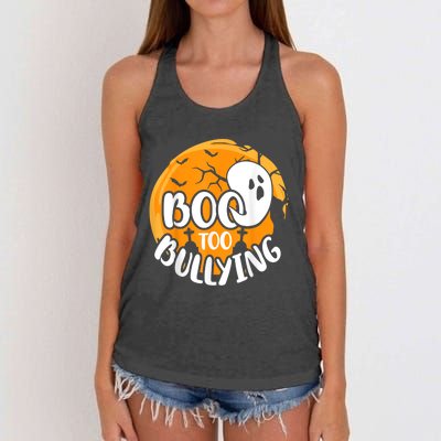 Boo To Bullying Prevention Unity Day Halloween Ghost Women's Knotted Racerback Tank