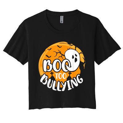 Boo To Bullying Prevention Unity Day Halloween Ghost Women's Crop Top Tee