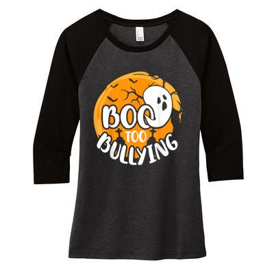 Boo To Bullying Prevention Unity Day Halloween Ghost Women's Tri-Blend 3/4-Sleeve Raglan Shirt