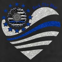 Back The Blue Heart With Sunflower Thin Blue Line Cool Gift 7 Panel Mesh Trucker Snapback Hat