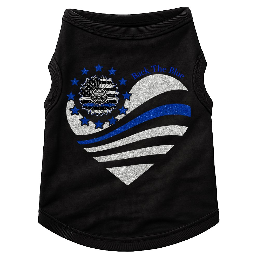 Back The Blue Heart With Sunflower Thin Blue Line Cool Gift Doggie Tank