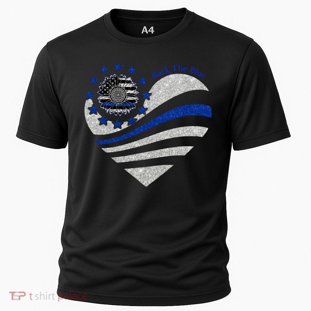 Back The Blue Heart With Sunflower Thin Blue Line Cool Gift Performance Shirt