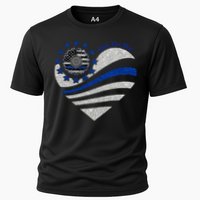 Back The Blue Heart With Sunflower Thin Blue Line Cool Gift Cooling Performance Crew T-Shirt
