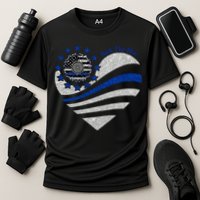 Back The Blue Heart With Sunflower Thin Blue Line Cool Gift Cooling Performance Crew T-Shirt