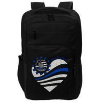 Back The Blue Heart With Sunflower Thin Blue Line Cool Gift Impact Tech Backpack