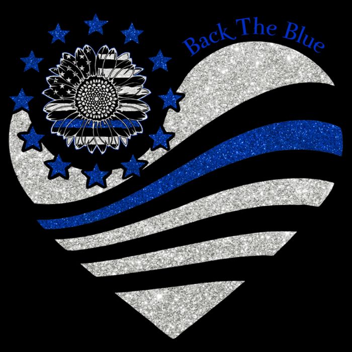 Back The Blue Heart With Sunflower Thin Blue Line Cool Gift Impact Tech Backpack