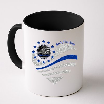 Back The Blue Heart With Sunflower Thin Blue Line Cool Gift Mug