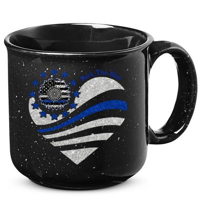 Back The Blue Heart With Sunflower Thin Blue Line Cool Gift 15oz Campfire Ceramic Mug