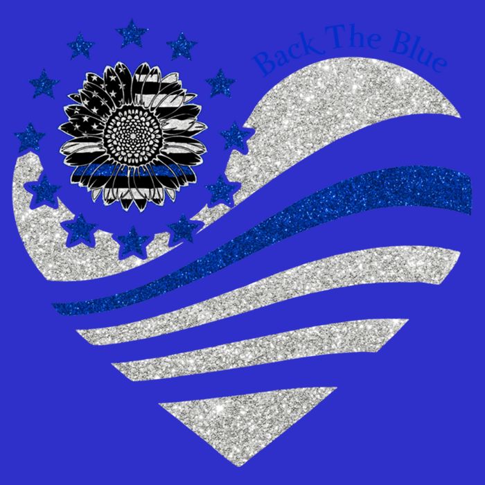 Back The Blue Heart With Sunflower Thin Blue Line Cool Gift 16 in Basic Backpack