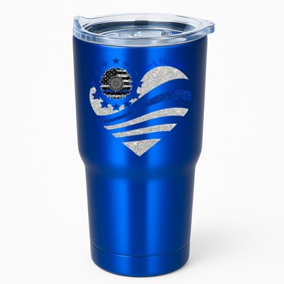 Back The Blue Heart With Sunflower Thin Blue Line Cool Gift Tumbler