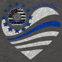 Back The Blue Heart With Sunflower Thin Blue Line Cool Gift Vector Backpack