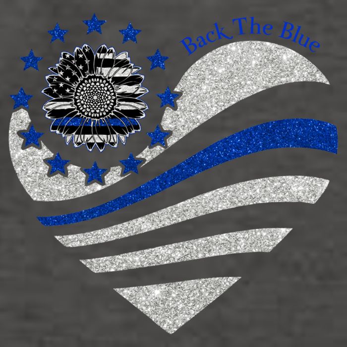 Back The Blue Heart With Sunflower Thin Blue Line Cool Gift Vector Backpack
