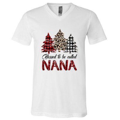 Blessed To Be Called Nana Christmas Pine Tree MotherS Day V-Neck T-Shirt