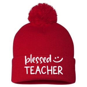 Blessed Teacher Pom Pom 12in Knit Beanie