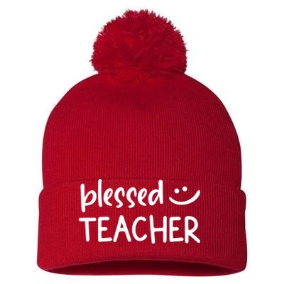 Blessed Teacher Pom Pom 12in Knit Beanie