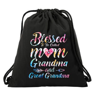 Blessed To Be Called Mom Grandma Great Grandma MotherS Day Drawstring Bag