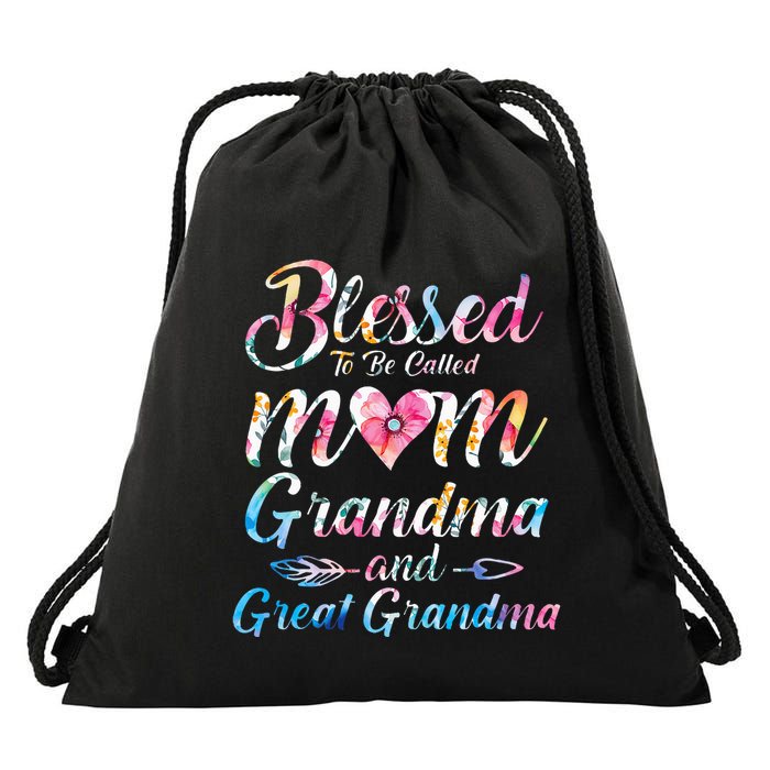 Blessed To Be Called Mom Grandma Great Grandma MotherS Day Drawstring Bag