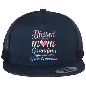 Blessed To Be Called Mom Grandma Great Grandma MotherS Day Flat Bill Trucker Hat