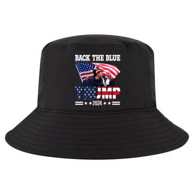 Back The Blue Trump 2024 Police American Flag Thin Blue Line Cool Comfort Performance Bucket Hat