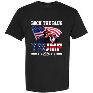 Back The Blue Trump 2024 Police American Flag Thin Blue Line Garment-Dyed Heavyweight T-Shirt