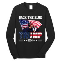 Back The Blue Trump 2024 Police American Flag Thin Blue Line Long Sleeve Shirt