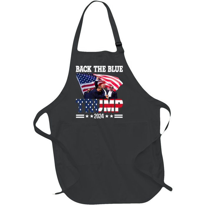 Back The Blue Trump 2024 Police American Flag Thin Blue Line Full-Length Apron With Pockets