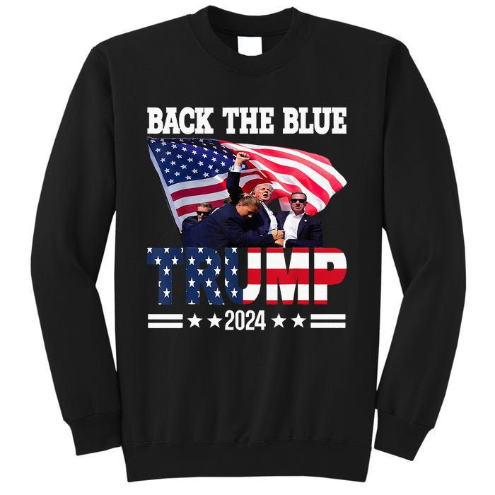 Back The Blue Trump 2024 Police American Flag Thin Blue Line Sweatshirt