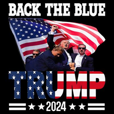 Back The Blue Trump 2024 Police American Flag Thin Blue Line T-Shirt