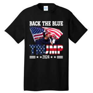 Back The Blue Trump 2024 Police American Flag Thin Blue Line Tall T-Shirt