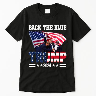 Back The Blue Trump 2024 Police American Flag Thin Blue Line Tall T-Shirt