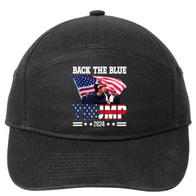 Back The Blue Trump 2024 Police American Flag Thin Blue Line 7-Panel Snapback Hat