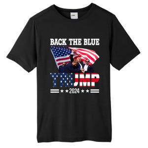 Back The Blue Trump 2024 Police American Flag Thin Blue Line Tall Fusion ChromaSoft Performance T-Shirt