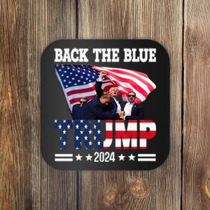 Back The Blue Trump 2024 Police American Flag Thin Blue Line Coaster