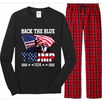 Back The Blue Trump 2024 Police American Flag Thin Blue Line Long Sleeve Pajama Set