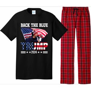 Back The Blue Trump 2024 Police American Flag Thin Blue Line Pajama Set