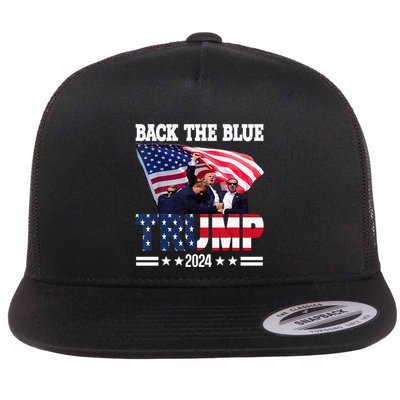 Back The Blue Trump 2024 Police American Flag Thin Blue Line Flatbill Hat