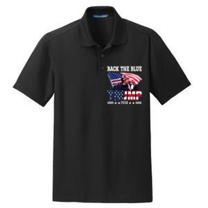 Back The Blue Trump 2024 Police American Flag Thin Blue Line Dry Zone Grid Polo