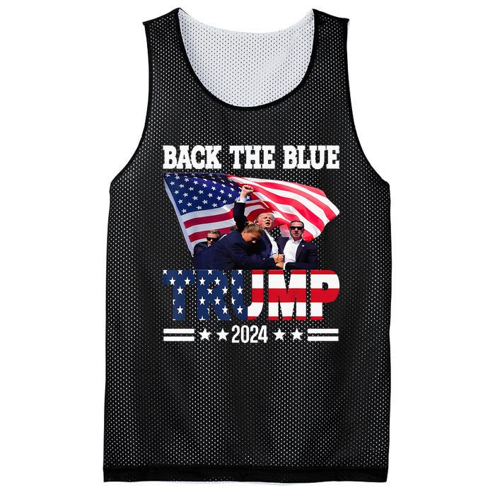 Back The Blue Trump 2024 Police American Flag Thin Blue Line Mesh Reversible Basketball Jersey Tank