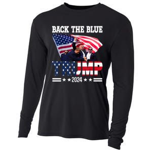 Back The Blue Trump 2024 Police American Flag Thin Blue Line Cooling Performance Long Sleeve Crew