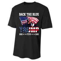 Back The Blue Trump 2024 Police American Flag Thin Blue Line Performance Sprint T-Shirt