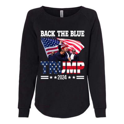 Back The Blue Trump 2024 Police American Flag Thin Blue Line Womens California Wash Sweatshirt