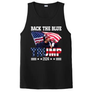 Back The Blue Trump 2024 Police American Flag Thin Blue Line PosiCharge Competitor Tank