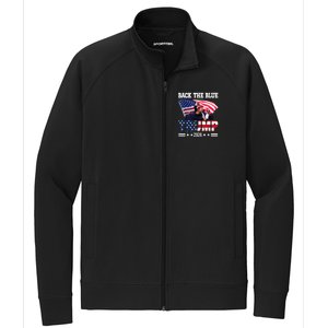 Back The Blue Trump 2024 Police American Flag Thin Blue Line Stretch Full-Zip Cadet Jacket