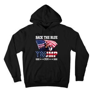 Back The Blue Trump 2024 Police American Flag Thin Blue Line Tall Hoodie