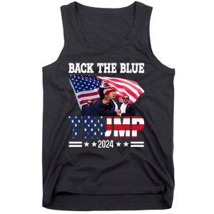 Back The Blue Trump 2024 Police American Flag Thin Blue Line Tank Top