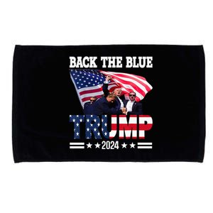 Back The Blue Trump 2024 Police American Flag Thin Blue Line Microfiber Hand Towel